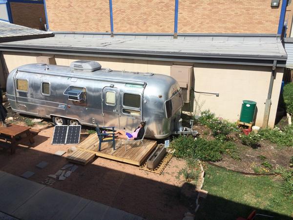 ProjectVentura1's tweet photo. Coach Brown relaxing during her lunch break #arsmaker #projectventura #airstream #arstars #gardenventura http://t.co/e5pX6ofLB5