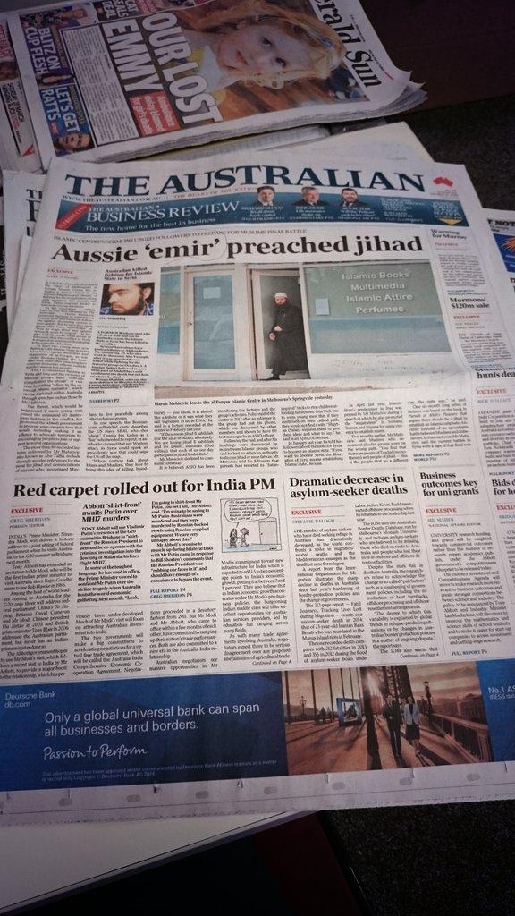 tminear's tweet photo. Just a lazy eight exclusives on the front page of the @australian today. New record? #exclusivewatch http://t.co/1ijNVwcwjJ