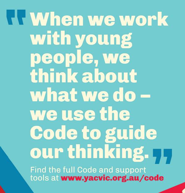 YACVic's tweet image. We are celebrating global ethics day by launching our #CodeGuide to ethical practice in the youth sector. #ausyouth