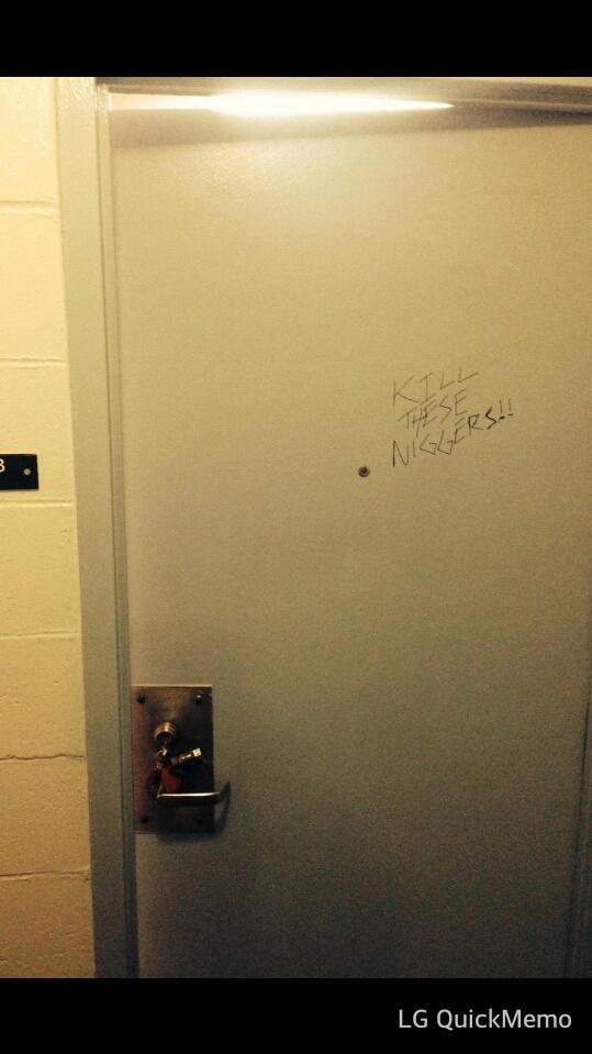 Nadiae__'s tweet photo. The racism at Umass is getting out of control. This was written on a student of colors dorm. #Racismliveshere #umass http://t.co/dQN4bWJDlY
