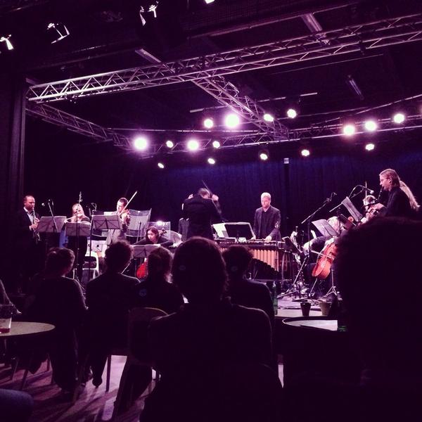 AUT_dk's tweet photo. #Ekkozone performing @SteveReich and more @ #Atlas #Aarhus @VoxHall last night! Great performance! Pic by @agm_dk http://t.co/yiUkwoECZl