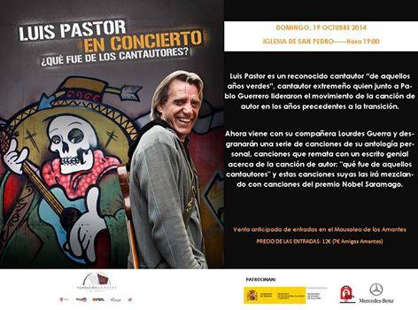 "19 a las 19" octubre <a href="/AmantesTeruel/">Fundación Amantes de Teruel</a>. Luis Pastor en concierto.