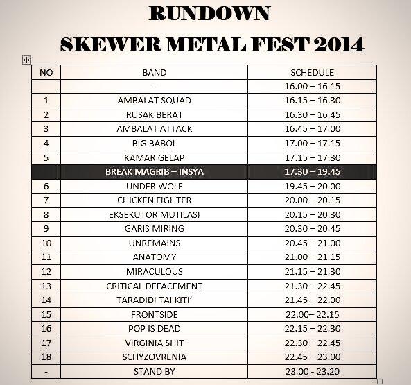 RUNDOWN SKEWER METAL FEST 2014..! CC <a href="/miraculousIND/">MIRACULOUS</a> @UNREMAINS <a href="/CriticalDfcmnt/">Critical Defacement</a> <a href="/FRONTXSIDE/">FRONTXSIDE</a> <a href="/EksMUTILASI/">Eksekutor Mutilasi</a> <a href="/Anatomy_DM/">Anatomy</a>