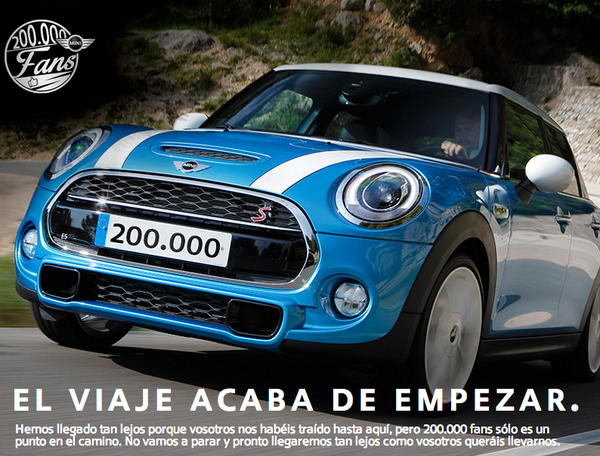 MINIEspana's tweet photo. ¡En Facebook estamos de celebración porque somos 200.000! ¿Nos llevas más lejos? http://t.co/1u0XOtHqWu http://t.co/yF1yZKFAzr