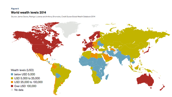 Lucky for you if you live in the red bits. goo.gl/WxtwQ8 #globalwealthreport