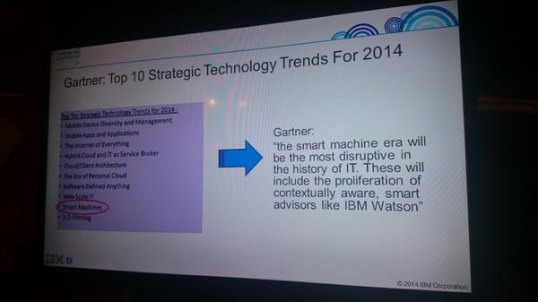 IBMMEA's tweet image. Smart machines will be the most distruptive technology in history of IT - Tarek Saeed #IBMSL2014