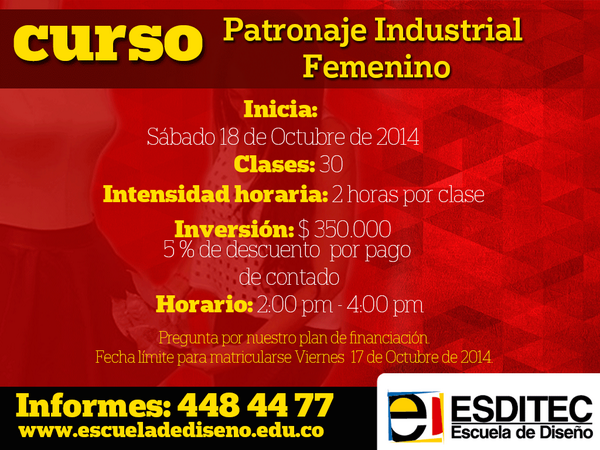 ESDITEC's tweet photo. Obtén habilidad y conocimientos en el patronaje y escalado industrial femenino. Matricúlate Ya!!! http://t.co/cviyn230MN
