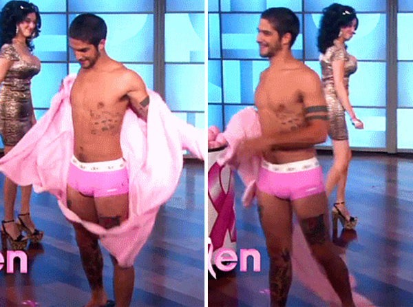 bless RT BuzzFeed: Tyler Posey wears tiny pink briefs to get dunked in a du...