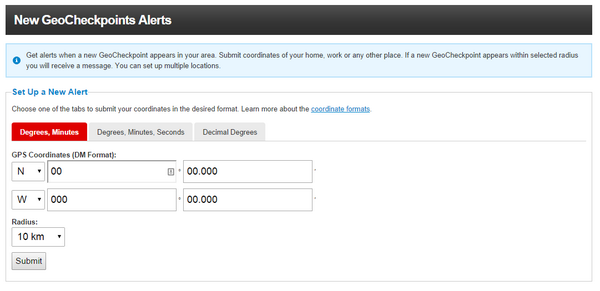 GeoCheckpoint's tweet image. New feature: Get a notification every time a new GeoCheckpoint appears in your area.