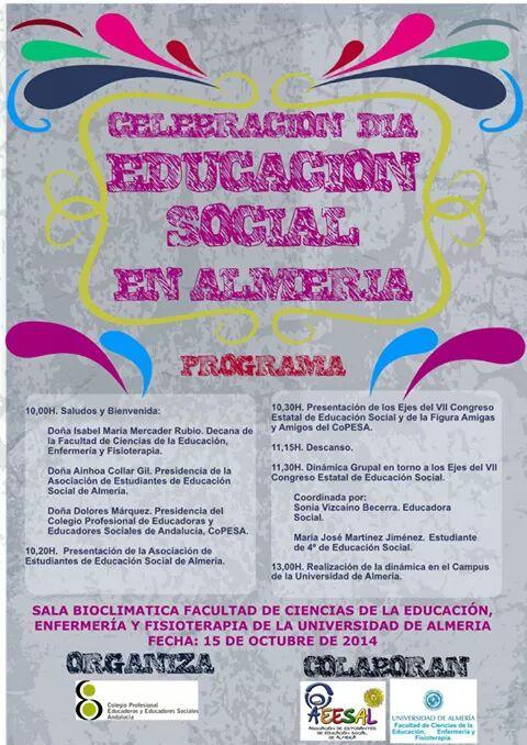 mirpalgom's tweet photo. Aquí está el cartel de las jornadas de educación social de mañana!! @Copesaeduso @AEESAL @DecanatoEducUal http://t.co/eiAgcEIBr7