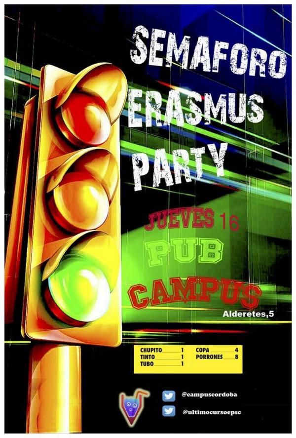 campuscordoba's tweet photo. @campuscordoba &amp; @UltimoCursoEPSC te invitan este Jueves 16 Oct. Fiesta del Semaforo.Alderetes,5 (junto a Costa Sol) http://t.co/SDr5hPWd49