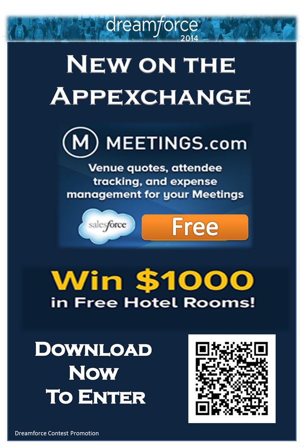 EPMeetingsCom's tweet photo. Hey #dreamforce #DF14 attendees - Tweet #dreamforce #salesforce #meetingscom to win $1,000 in free hotels! http://t.co/utluDZH1oP