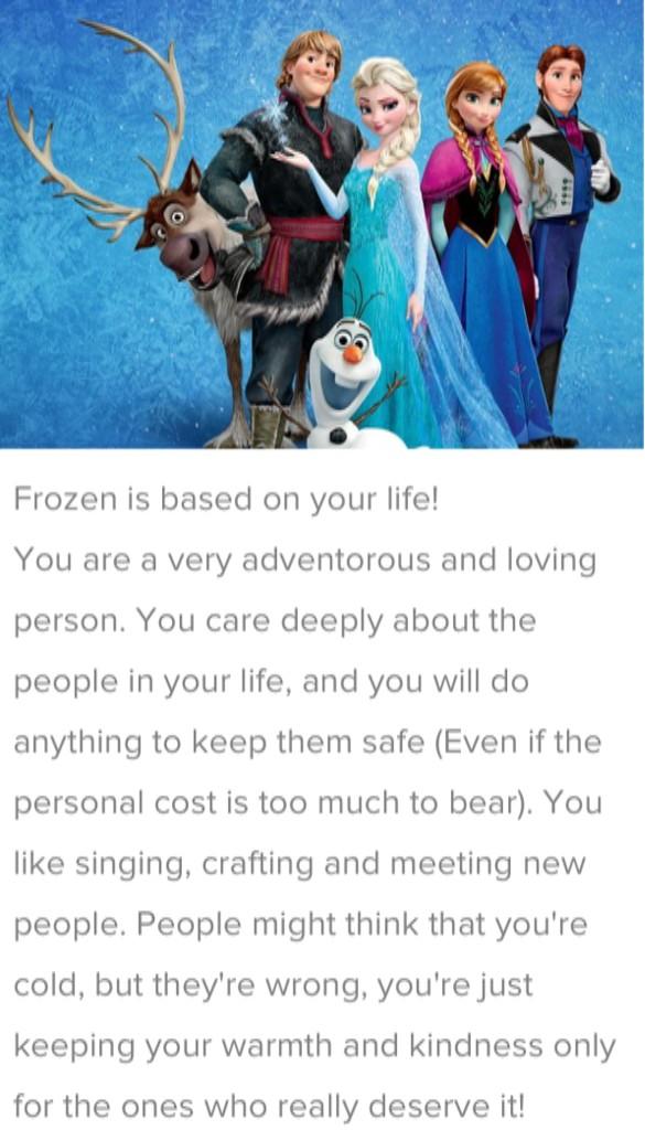 TheAssassyn1459's tweet image. According to a quiz, Frozen is based on my life #HowIsThisStillAThing