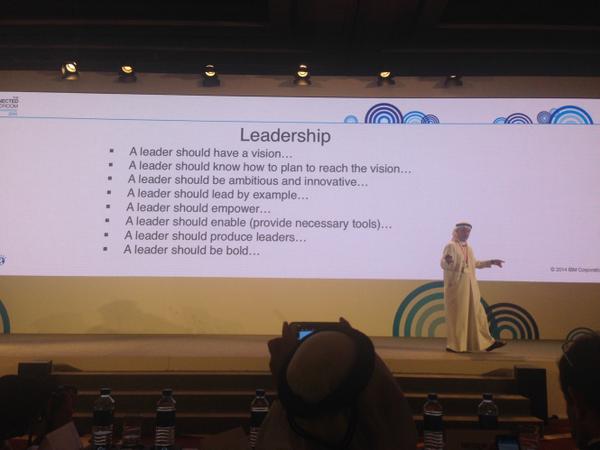 TarjaRuuska's tweet image. Leadership by Dr. Eesa Bastaki #Dubai #University today @ #ibmsl2014.