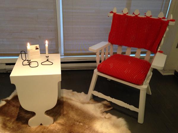 Ineke Hans chair and Nick Herder table from Fogo Island Inn collection at Klaus in Toronto