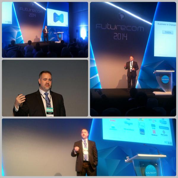 Mitel's tweet photo. Our own Joshua Haslett @Macproph3t, speaking at #Futurecom2014 on #BestPathToTheCloud http://t.co/fiuVHEv0gv