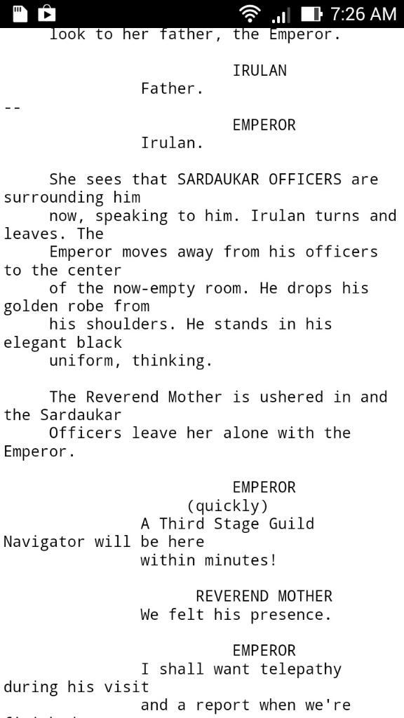 Morning reading material, Dune screenplay. Adik lang! <a href="/GintonForge/">Ginton Forge</a>