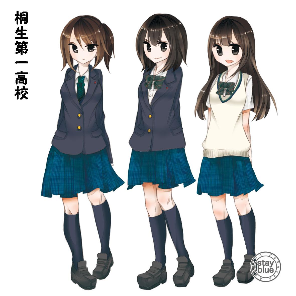 Stayblue 学校制服図鑑 No 195 桐生第一高校の制服イラスト 甲子園優勝経験もある群馬の私立校です 制服は緑を基調としたブレザースタイル ネクタイ姿の生徒が多いですが 特進コースはリボンとなります 来年度から制服変更が決まり見納めになる日も