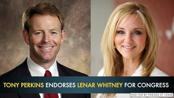 LenarWhitney's tweet photo. I'm honored to announce that Tony Perkins has endorsed my campaign for Congress. @tperkins http://t.co/bTCzEucjCh