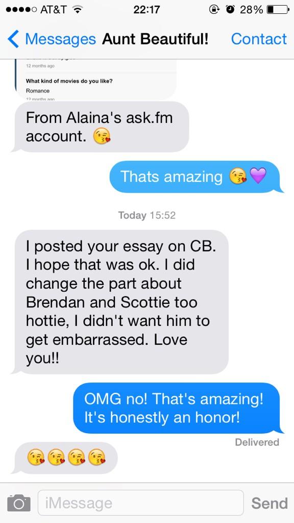 maddiesanders12's tweet photo. Such an honor that Aunt Sally chose to share my paper on caring bridge..missing you everyday Alaina 😘 #alainab http://t.co/YQmDrhKKj1