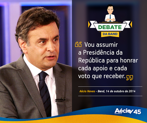 PSDBoficial's tweet photo. "Vou assumir a Presidência da República para honrar cada apoio e cada voto que receber." #AecioPelaMudança http://t.co/fOTqdUbMZy