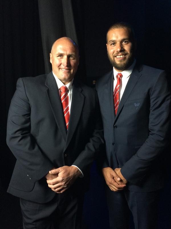 sydneyswans's tweet photo. How about these legends?! #colemanmedal #SkiltonMedal @Buddy_Franklin #tonylockett http://t.co/AgQjZiHpIg