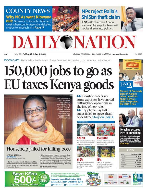 campingvogn Kostume Dokument Nation Africa on Twitter: "On Today's paper: Download the DailyNation  #Epaper app to read more on these stories http://t.co/Ph3LUiUh4d  http://t.co/ZCR6FYAzus" / Twitter