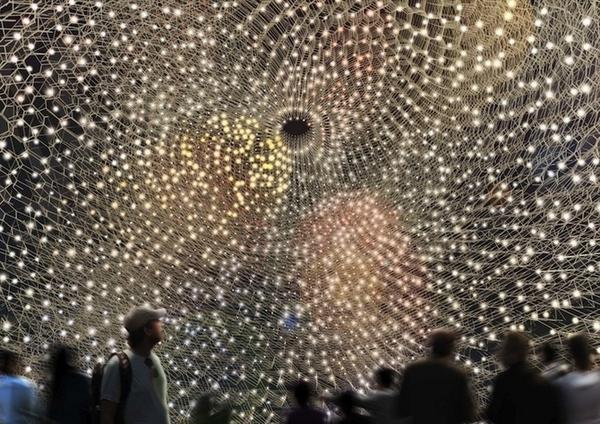 CreatorsProject's tweet photo. This massive LED hive installation makes you feel like a honeybee: http://t.co/u8x4ylE5uU http://t.co/tRDSF7oulP