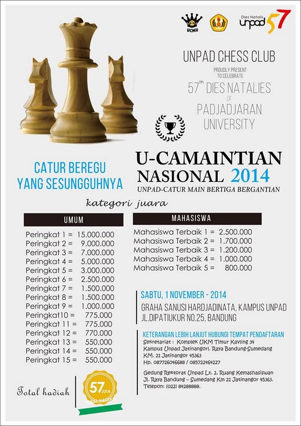 CaturUnpad's tweet photo. Kami ada Kejuaraan #UCAMAINTIAN2014 @CaturUndip @ukmpccpnj @STAN__CHESS  info lebih lanjut ada di favorite ^^ http://t.co/u0TcZi8K37