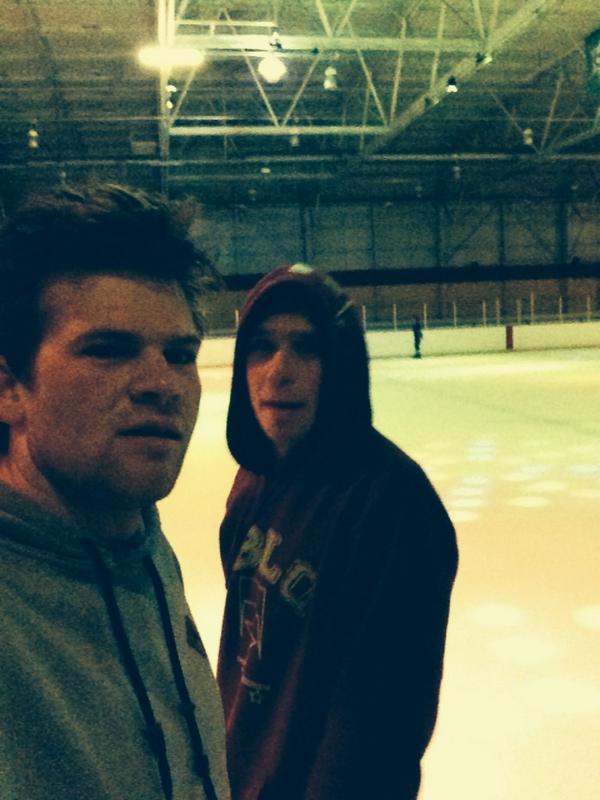 isaacp19's tweet photo. Hanging out at the rink with my boy guyza. Jack akin out of shot @kainjackkain. What a day! #noregrets2014 #amiright http://t.co/yE2cNL2EV4