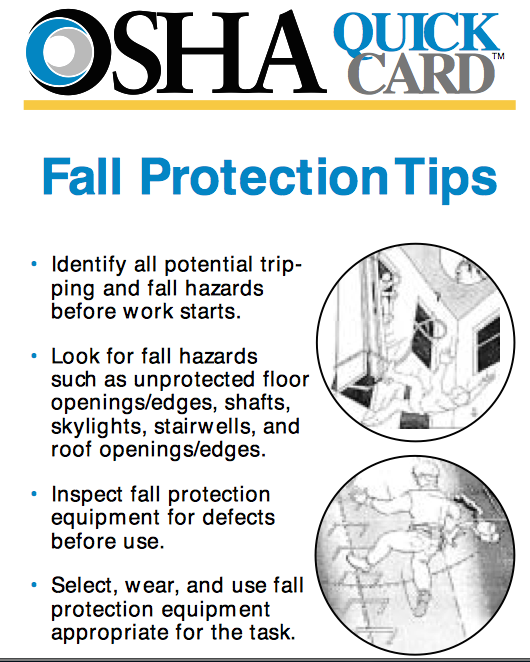 Check out OSHA's fall quick cards for safety and protection tips. bit.ly/1qgXB2h