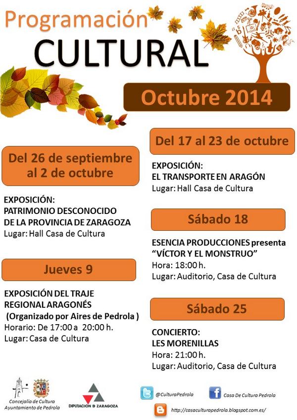 CulturaPedrola's tweet photo. Programación Cultural Octubre 2014 #Pedrola http://t.co/fk53fTqfnf