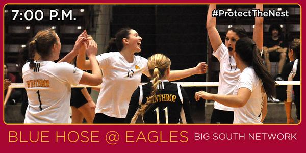 WUEagles's tweet photo. Tonight on the #BigSouthNetwork, #BigSouthVB @WinthropVB vs. @BlueHoseSports at 7 p.m. http://t.co/pcuhUuvKeg