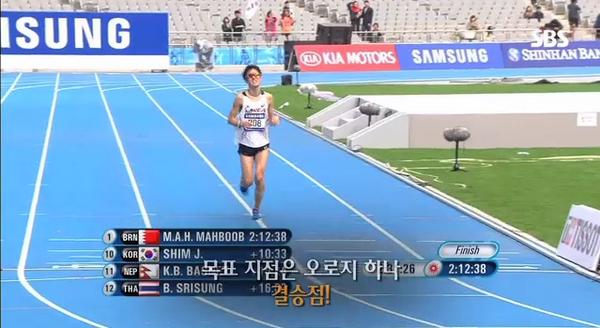 SBSsports's tweet photo. #SBS아시안게임 남자 #마라톤 #노시완 선수가 가장 값진 완주를 해냈습니다! http://t.co/zIDuPMGwdx 끝까지 포기하지 않은 투혼의 레이스에 박수를 보냅니다!!! http://t.co/QOizObt1A0