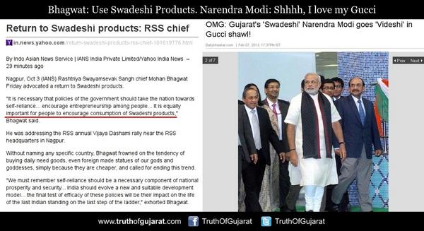 RSS chief Bhagwat says 'Use swadeshi' but CONMAN Modi not prepared to give up Gucci BzBOdHxIEAEHZyQ