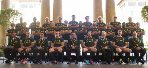 Springboks's tweet photo. The Springbok team to face New Zealand in Johannesburg tomorrow. http://t.co/ucFCtxqCo3