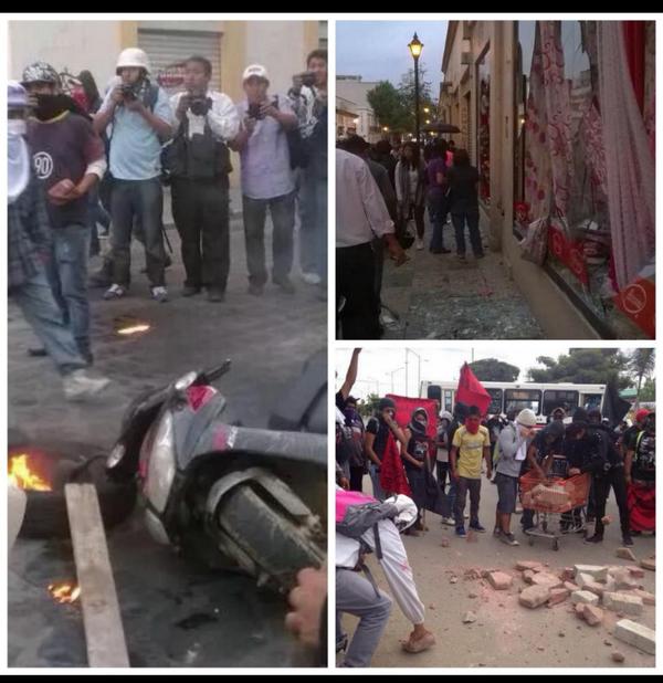 GabrielaCrG's tweet photo. Vandalismo en su máxima expresión: Eso es el #2deOctubreNoSeOlvida en #Oaxaca;  "ninis" con retraso mental severo. http://t.co/wYqixVmhRB