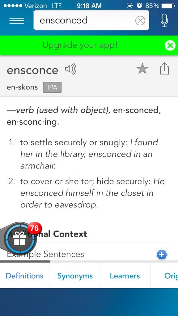 MannesahG's tweet photo. definition of ensconced: #theawake31 http://t.co/bUNGVaI81V