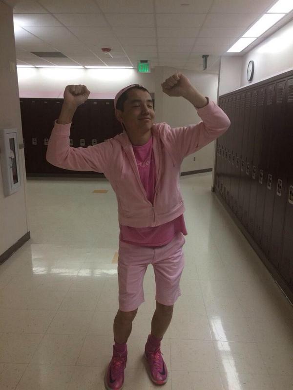daniel_korgie's tweet photo. Joey Yamane all decked out in pink #MVUnit http://t.co/masgSALzPk