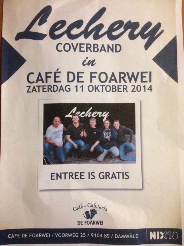CafedeFoarwei's tweet photo. Tijd voor een feestje!!! Volgende week zaterdag 11 oktober de rockband Lechery! http://t.co/yR1g6lFPBR #defoarwei http://t.co/gCWv2fP8PP