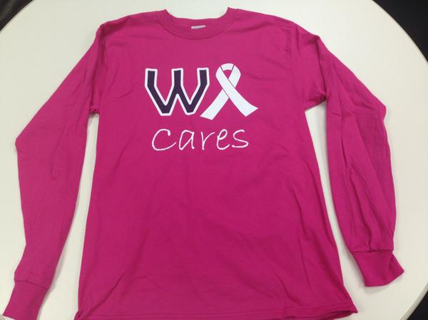 'WA Cares' long sleeve, pink tshirts are on sale $10 in the Activities Office!  #supportcancer