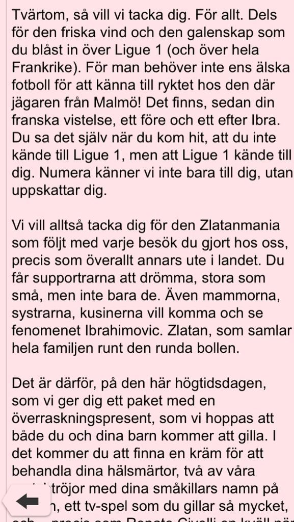 PatrikBrenning's tweet photo. Toulouses hyllningsord säger allt om vad Zlatan gjort med och för Ligue 1. Mäktig hyllning! 
http://t.co/02ZwEZQFyF http://t.co/LXCe6RVArF
