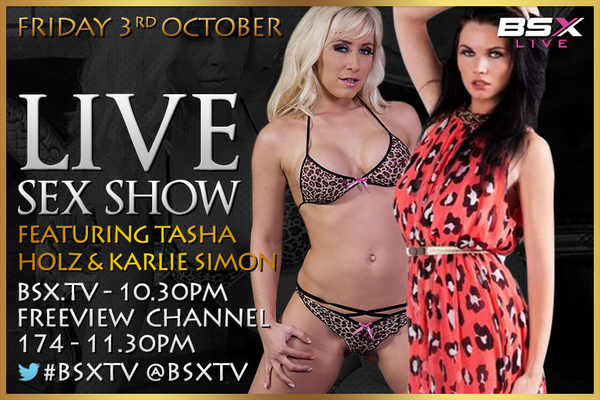 Tune to #BSXTV #FREEVIEW CH 174 from 11:30 PM tonight n watch @Tashaholz &amp; @karlie_simon in a #LiveSexShow! http://t.co/YDEF4elJcV