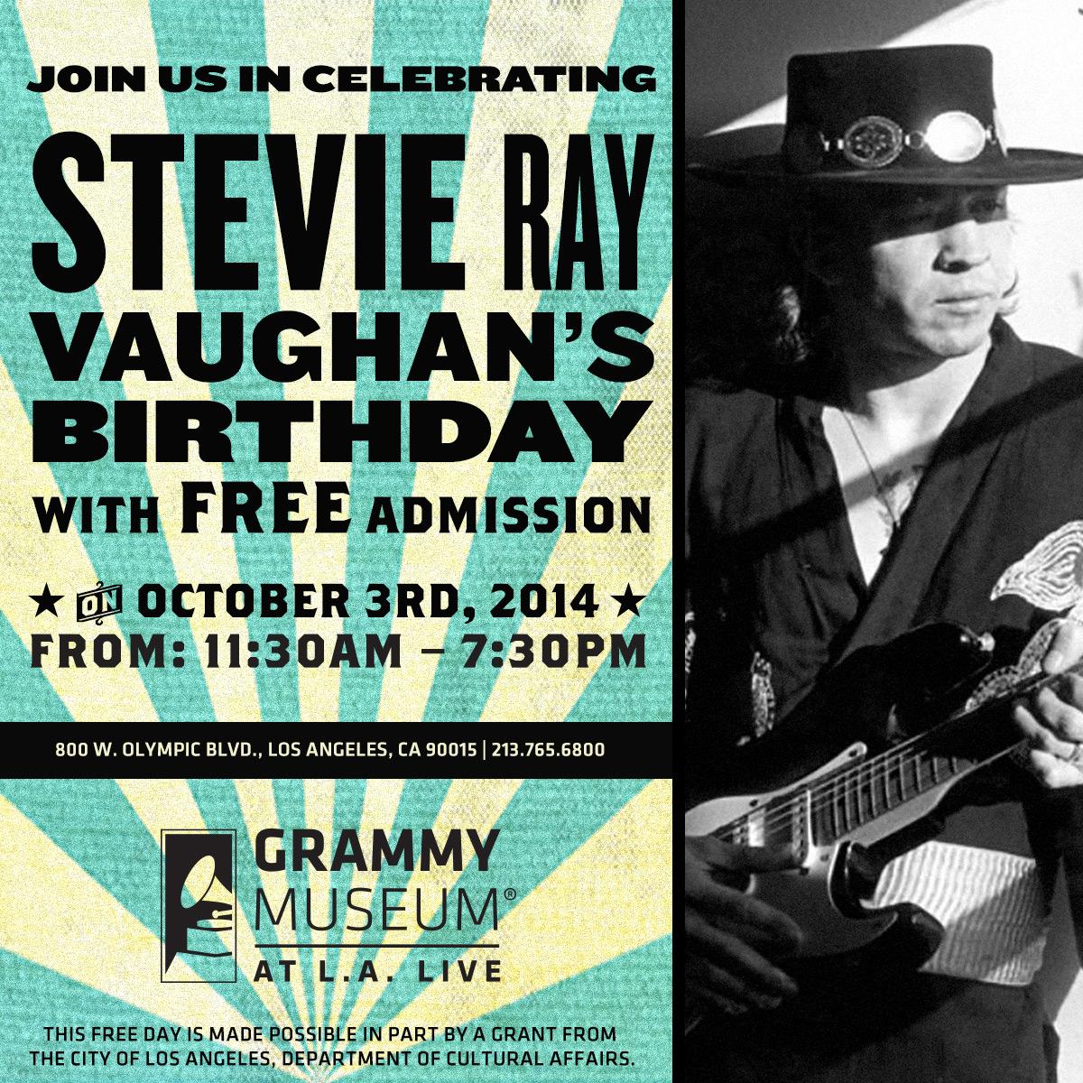 Happy Birthday Stevie Ray Vaughan! Celebrate with FREE admission today! 