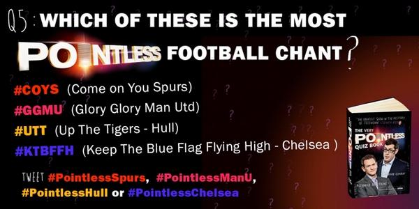 XanderArmstrong's tweet photo. Here’s today’s final #PointlessTwitter question: Which of these is the most pointless Football Chant? http://t.co/v2yvVh2MR0