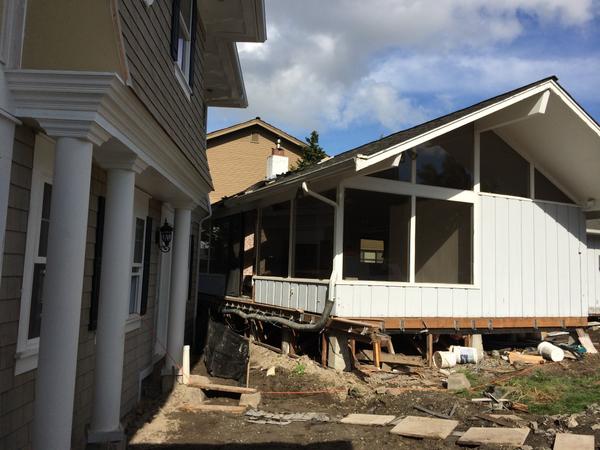 ImpDemolition's tweet image. Imperial Demolition surgically demos old house 2" from $3 million mansion, saving old growth beams per owners request