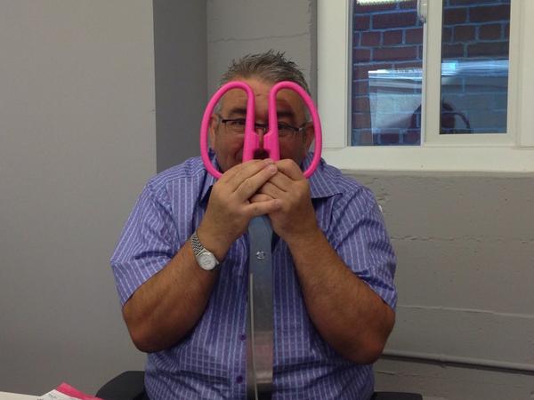 LifeatDarwin's tweet photo. @Thomsons_CEO is very pleased with his ribbon cutting equipment to officially open the US office #thomsonspeople http://t.co/rOEX0KSFCb