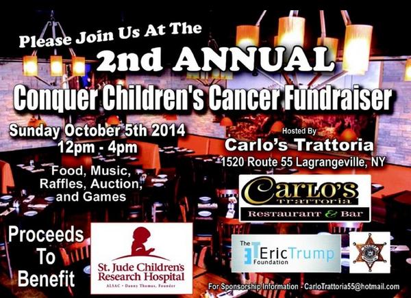 CarloTrattoria's tweet photo. 2 days away from our 2nd annual conquer children's cancer fundraiser!! @DanScavino http://t.co/TFnBKvDn8n