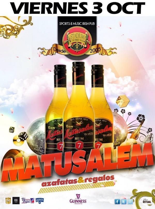pubstadium's tweet photo. Esta noche Fiesta Ron Matusalem en Pub Stadium Antequera. Os esperamos!!! http://t.co/G0ZW7vBeeE