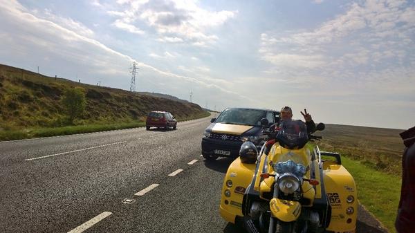 1 month ago, @CarlBrunning63 & I on #JETJourney @GreggstheBakers @LS2HELMETSUK @bikesure @Hands_Free_UK @DWPgovuk